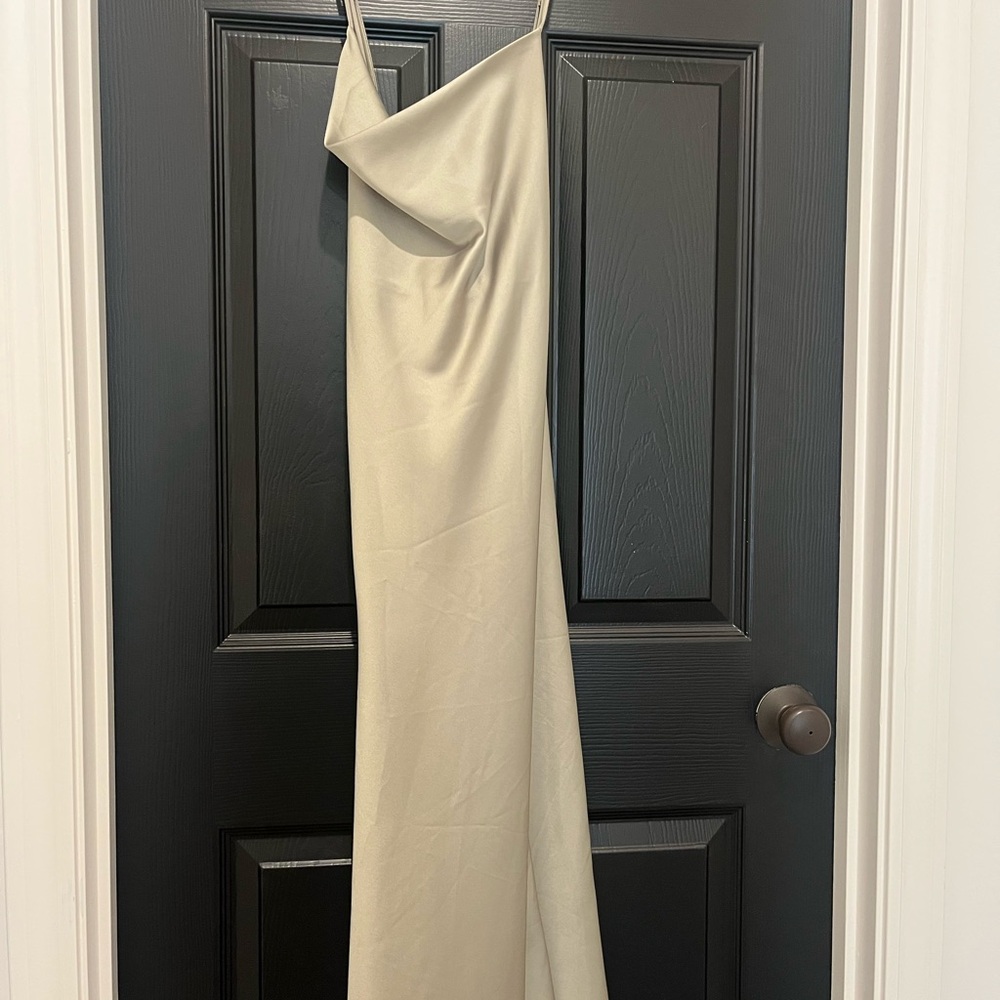 Cream Midi Slip Dress with Spaghetti Straps for Cocktail